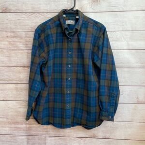 VINTAGE L.L. BEAN CHAMOIS CLOTH SHIRT IN BLUE PLAID